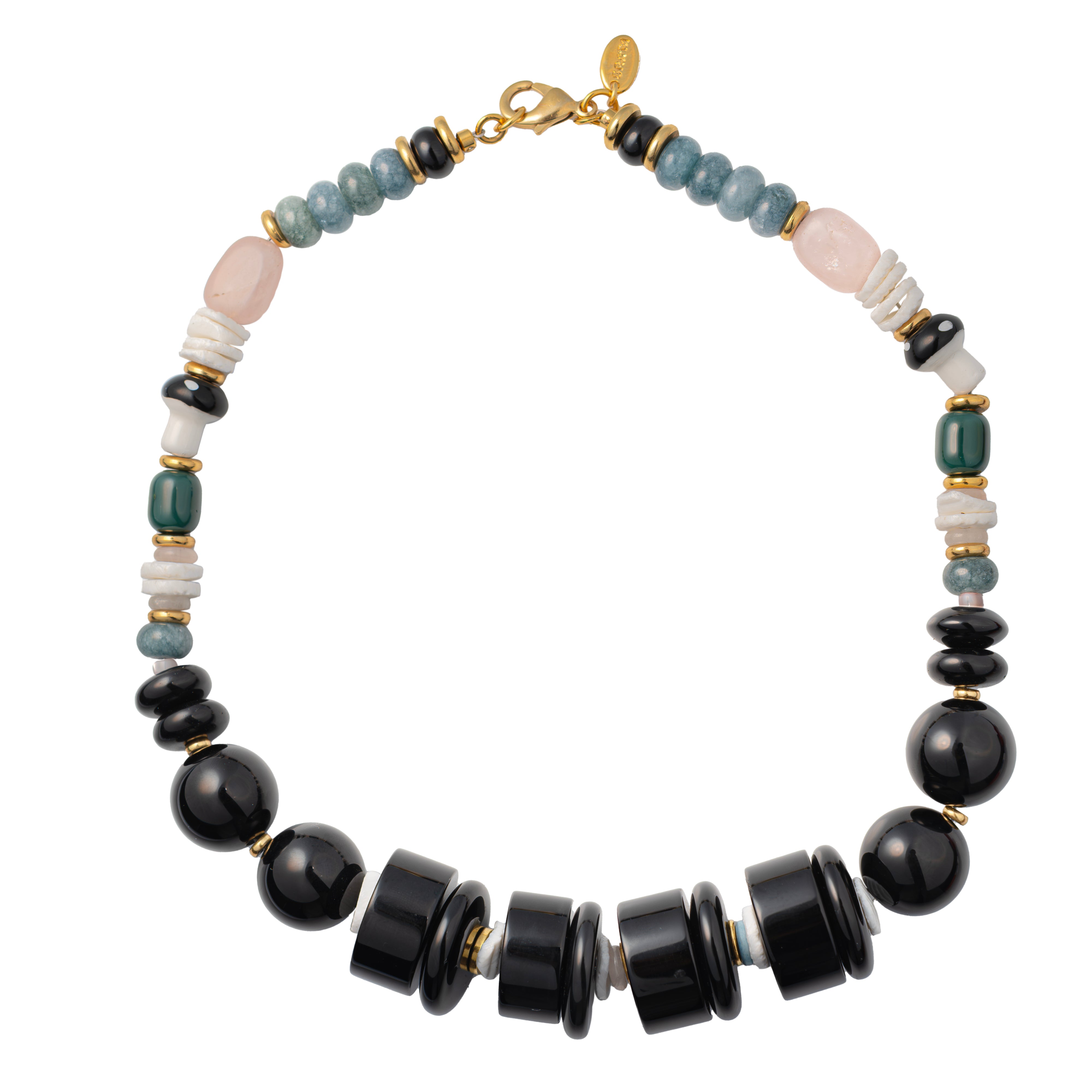 Collar Raiz de Onix, Cuarzo Rosa y Jade