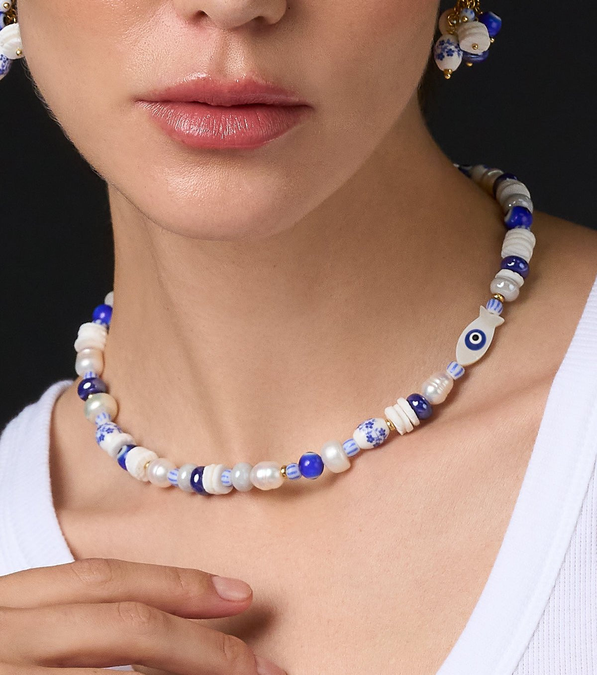 Collar "Amuleto Azul" Perlas